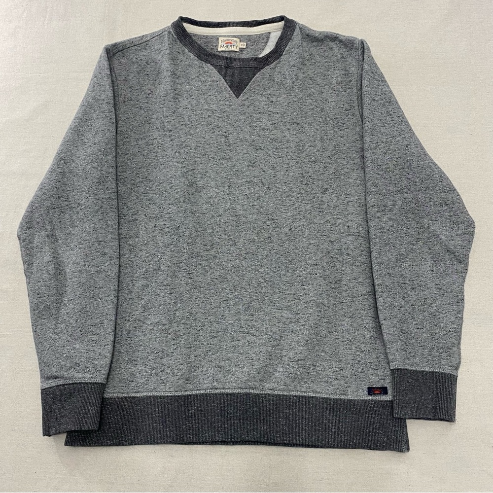 Faherty Sweatshirt Men's M Gray Heathered French Terry Crew Neck Pullover Casual
